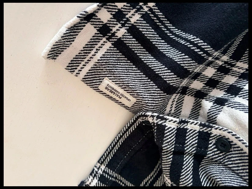 Sobrecasaco de quadrados preto e cru Pull&Bear 100% algodão mangas compridas homem M – photo 5